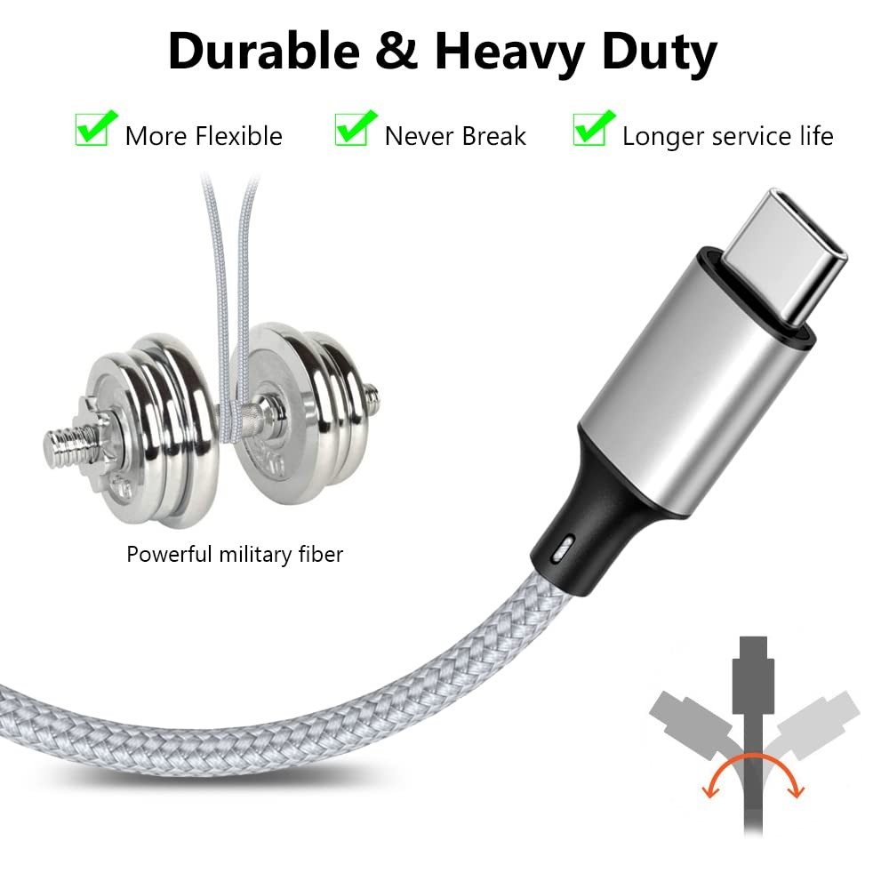Puxnoin Multi Charging Cable, USB C Splitter 3 in 1 Fast Silver