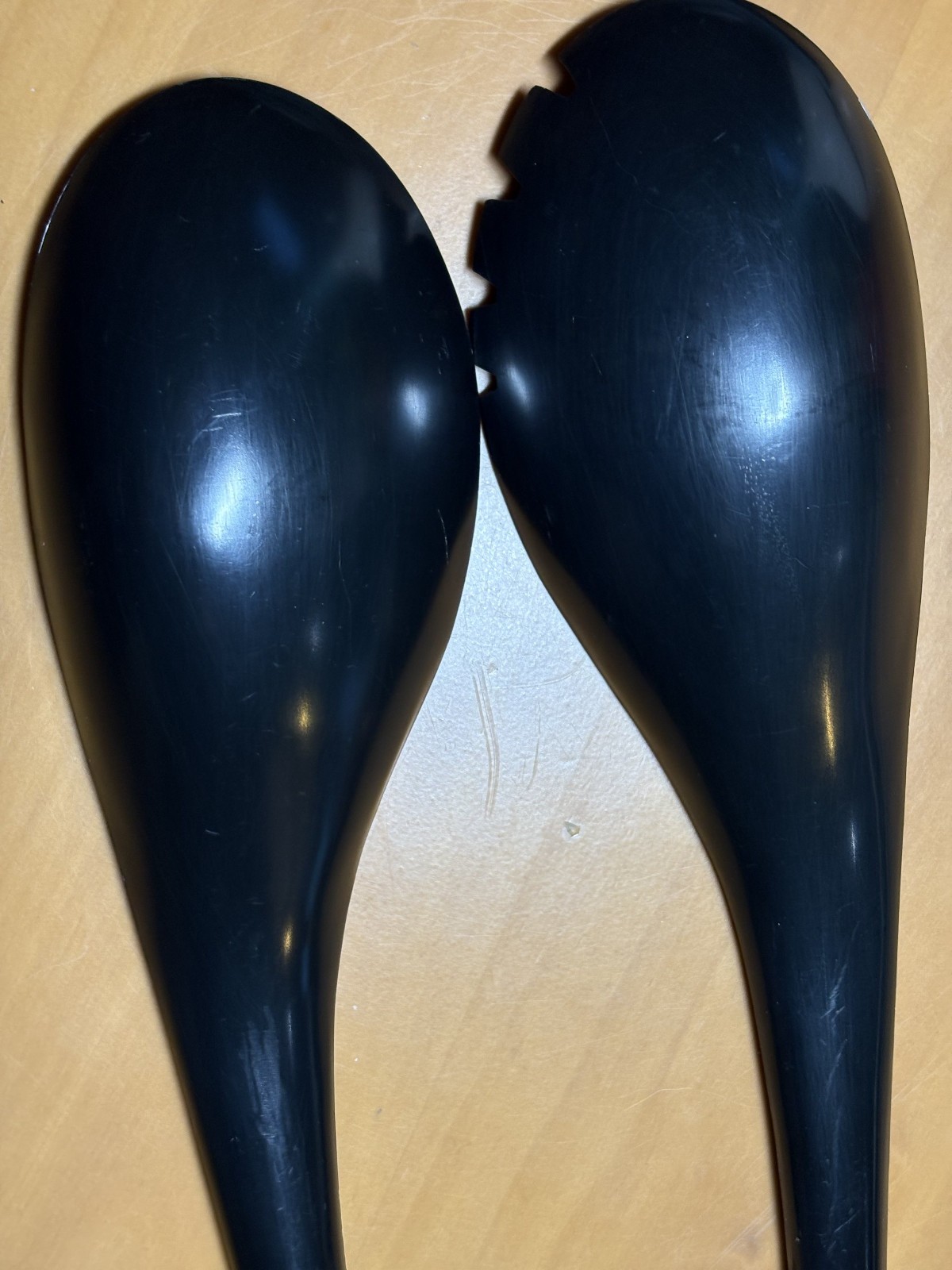 Vtg Intern’l Sterling Silver-Handled Rhapsody Black Plastic Salad Serving Set