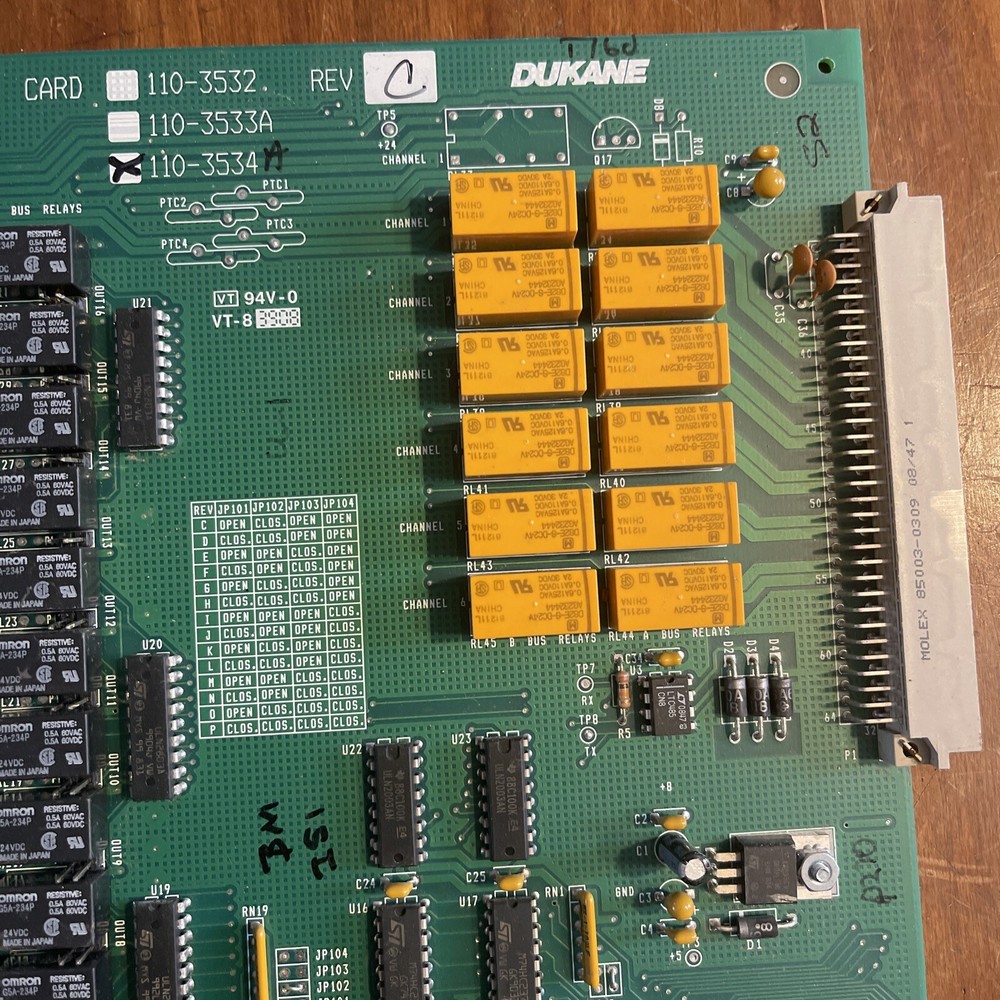 Dukane 110-3534 Rev C Audio Switching Card for a StarCall Intercom System