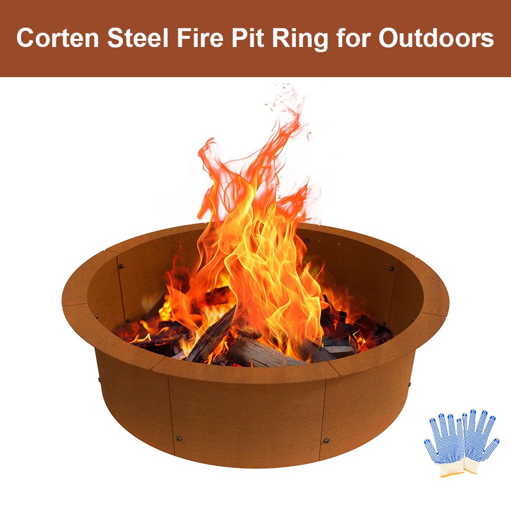 Fire Pit Ring Outdoor Wood Burning Fire Pit Outer 43.3 Inch Camping Fire Ring
