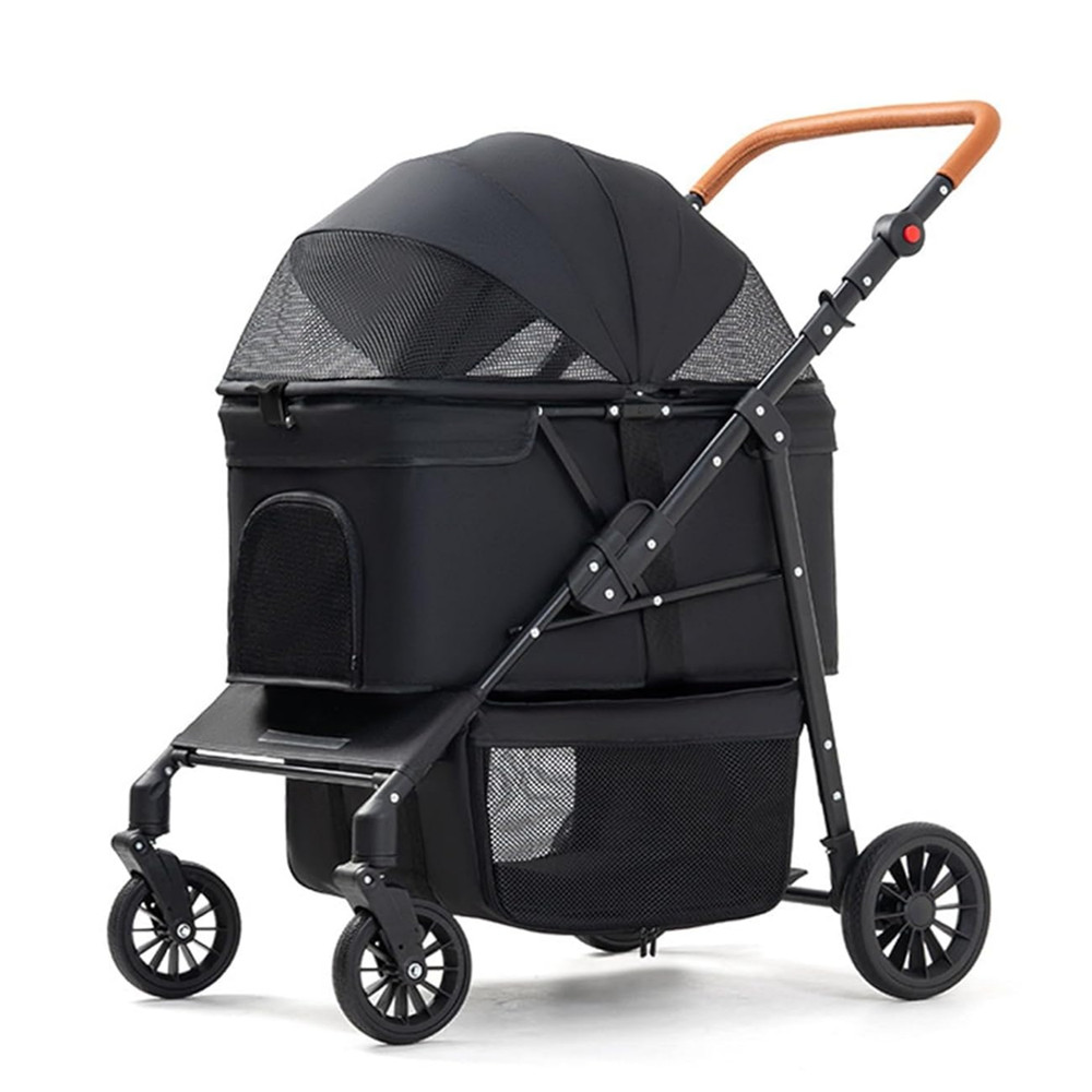 Pet Stroller Adjustable Handle Smooth-Ride Dog Stroller for Small & Medium Dogs