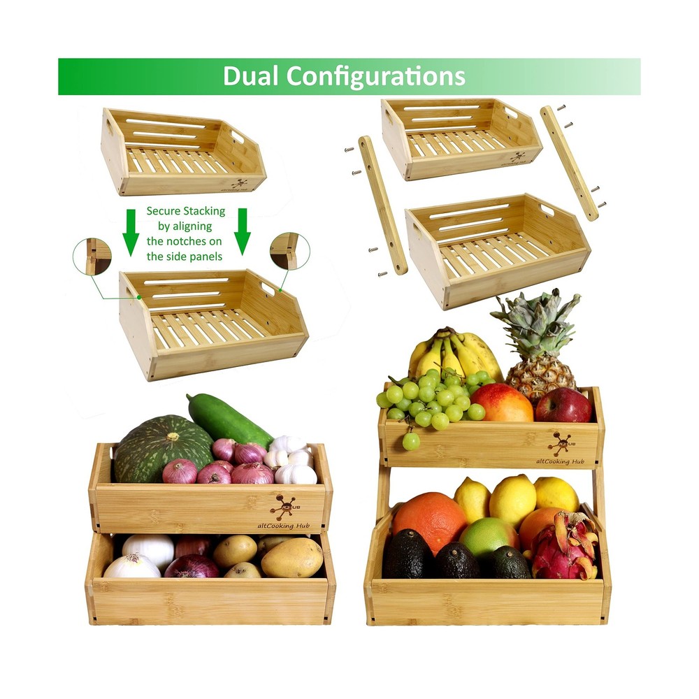 Bamboo Storage Bin - Multipurpose Open Front Stacking Bins for ... FAST USA SHIP