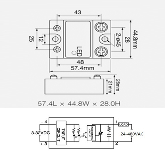 Solid State Relay SSR 50A DC3-32V Control AC24-480V DC Control AC YHD4850A