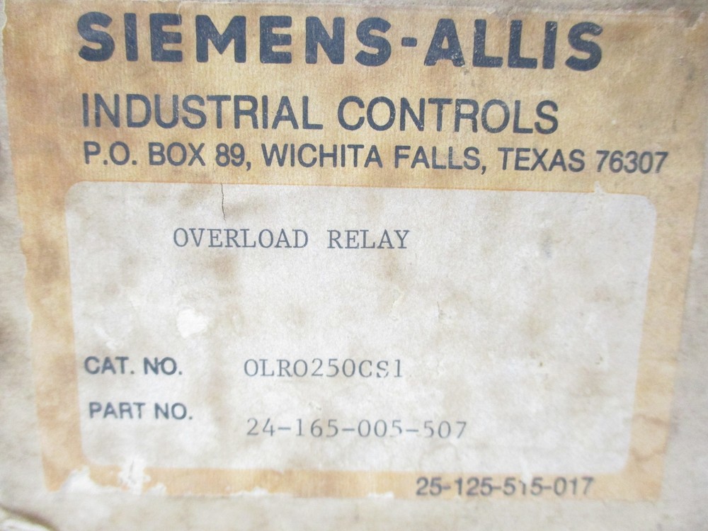 SIEMENS OLR02520CS1 600V 15A NSMP