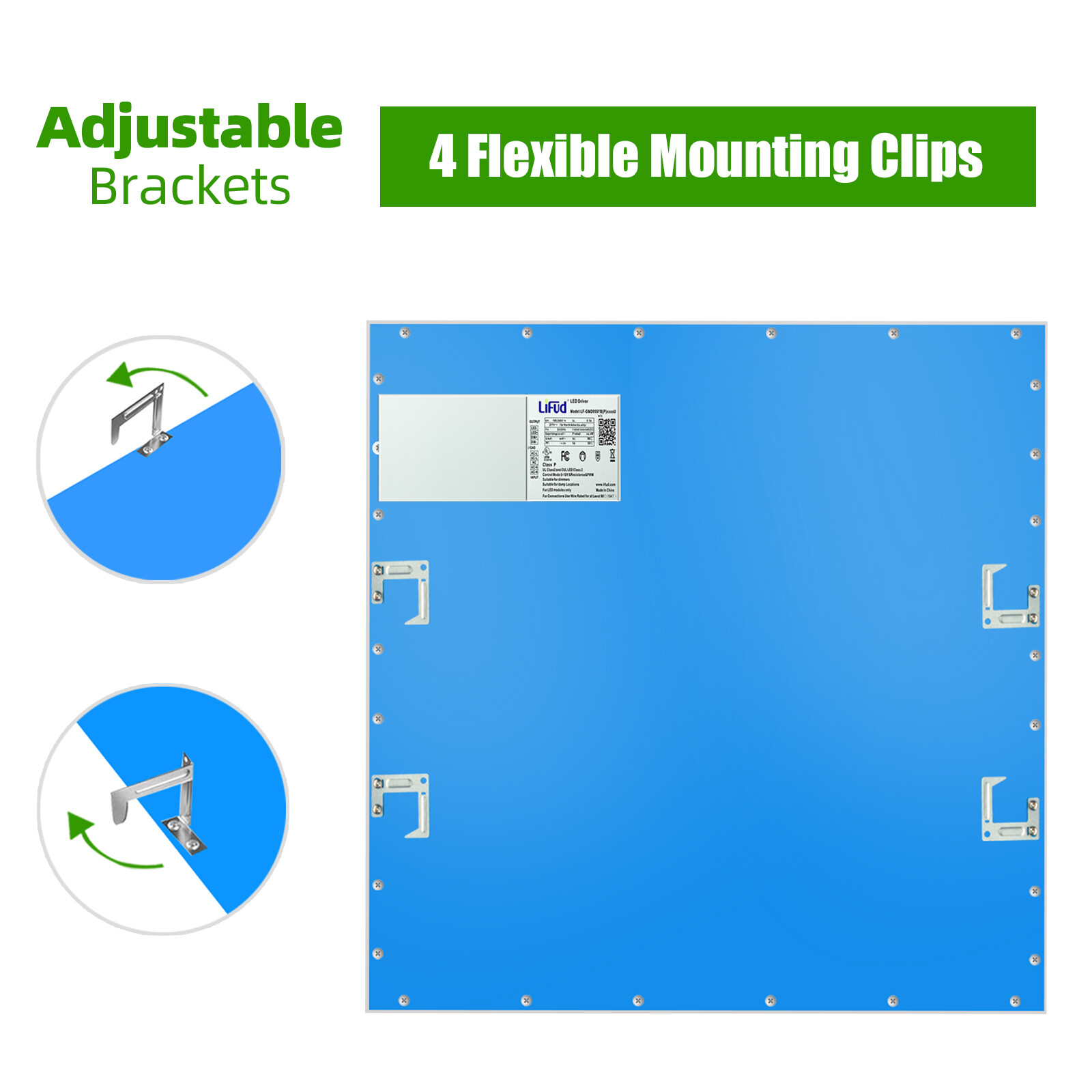 2x4 LED Flat Panel Light 2x2 LED Troffer Drop Ceiling Light Fixture, 0-10V Dim.