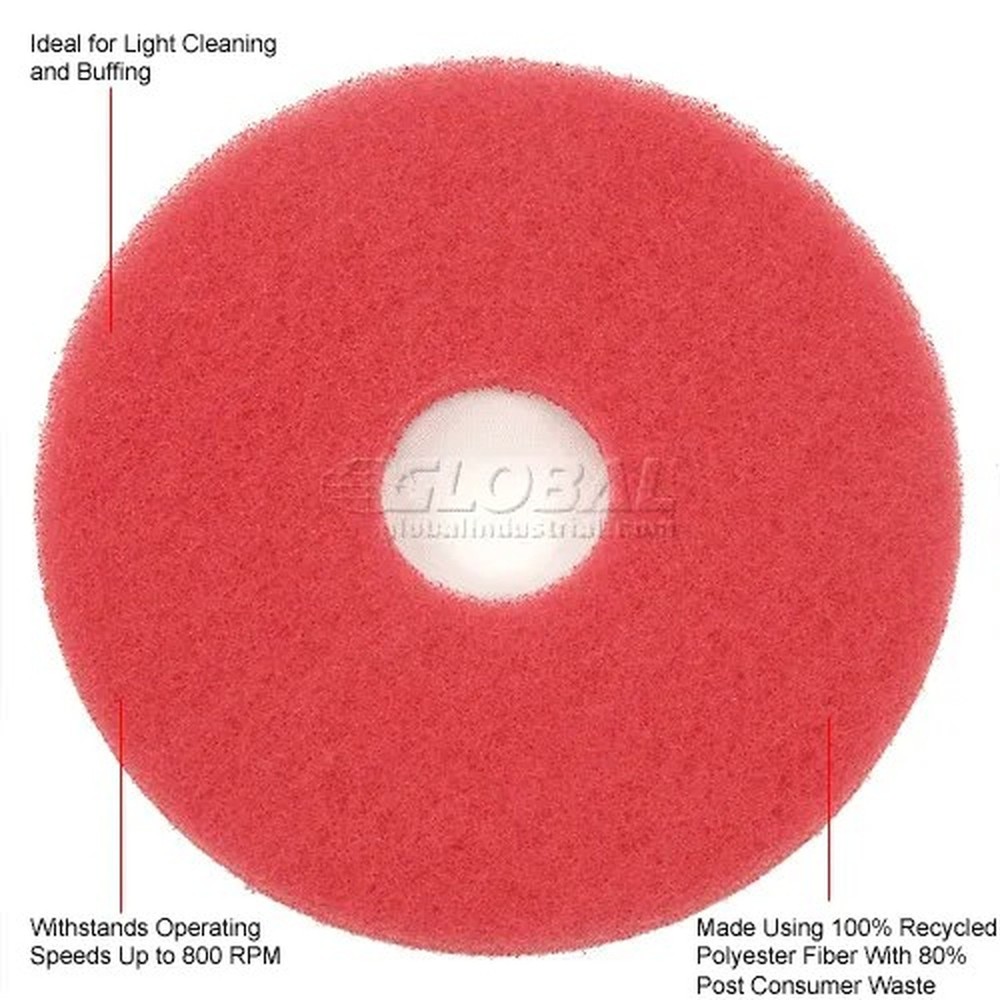 Global Industrial? 13" Buffing Pad, Red, 5 Per Case