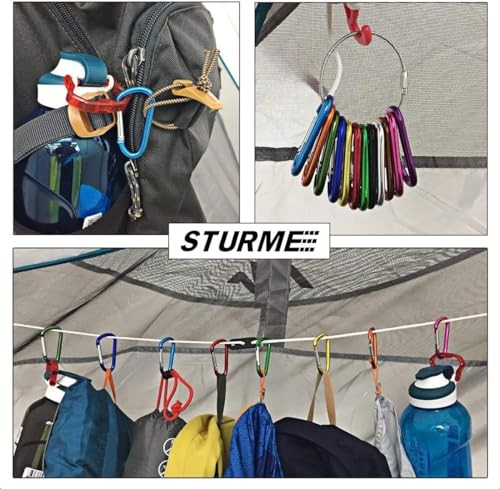 2" Aluminum D Ring Carabiners Clip D Shape Spring Loaded Gate Small Assorted