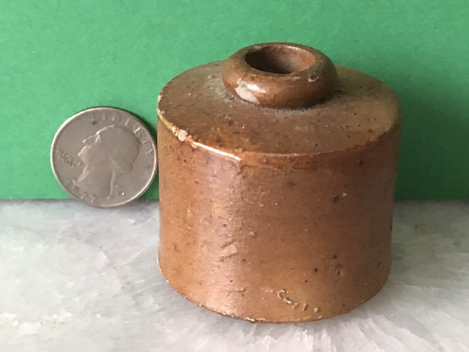 Antique Primitive 19th C Civil War Era Salt Glaze Stoneware Pottery Inkwell