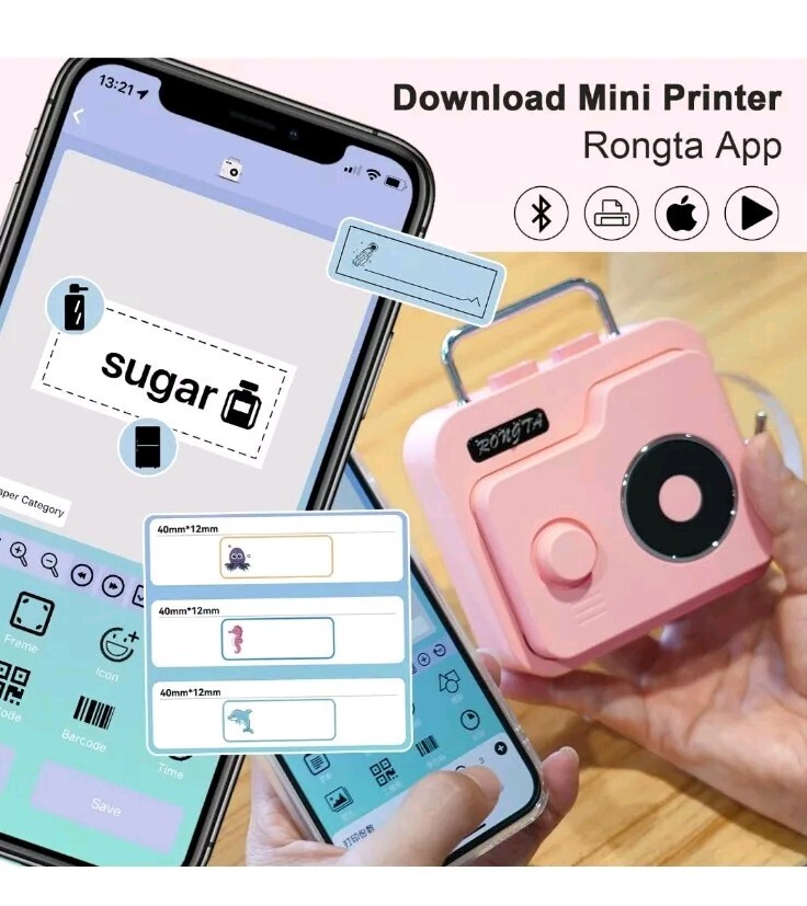 Label Maker Machine with Tape, Bluetooth Label Printer,Mini Label Makers