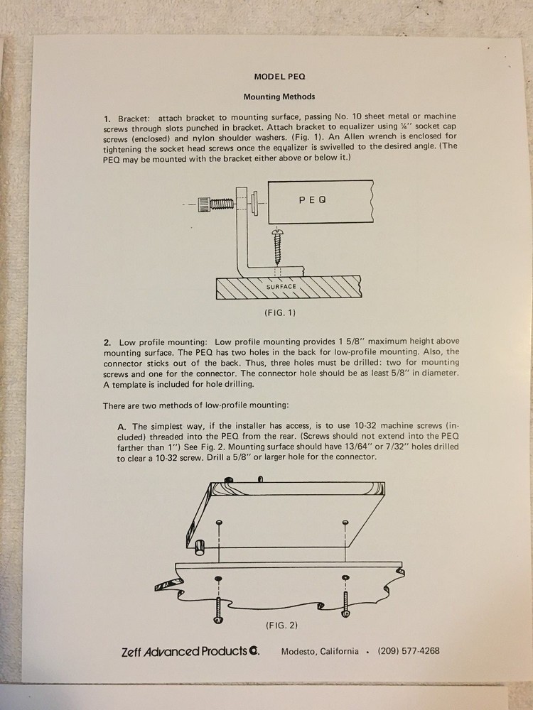 ZAPCO - PEQ/SEQ EQUALIZER - SET-UP AND WIRING DIAGRAM - HIGH QUALITY COPY!