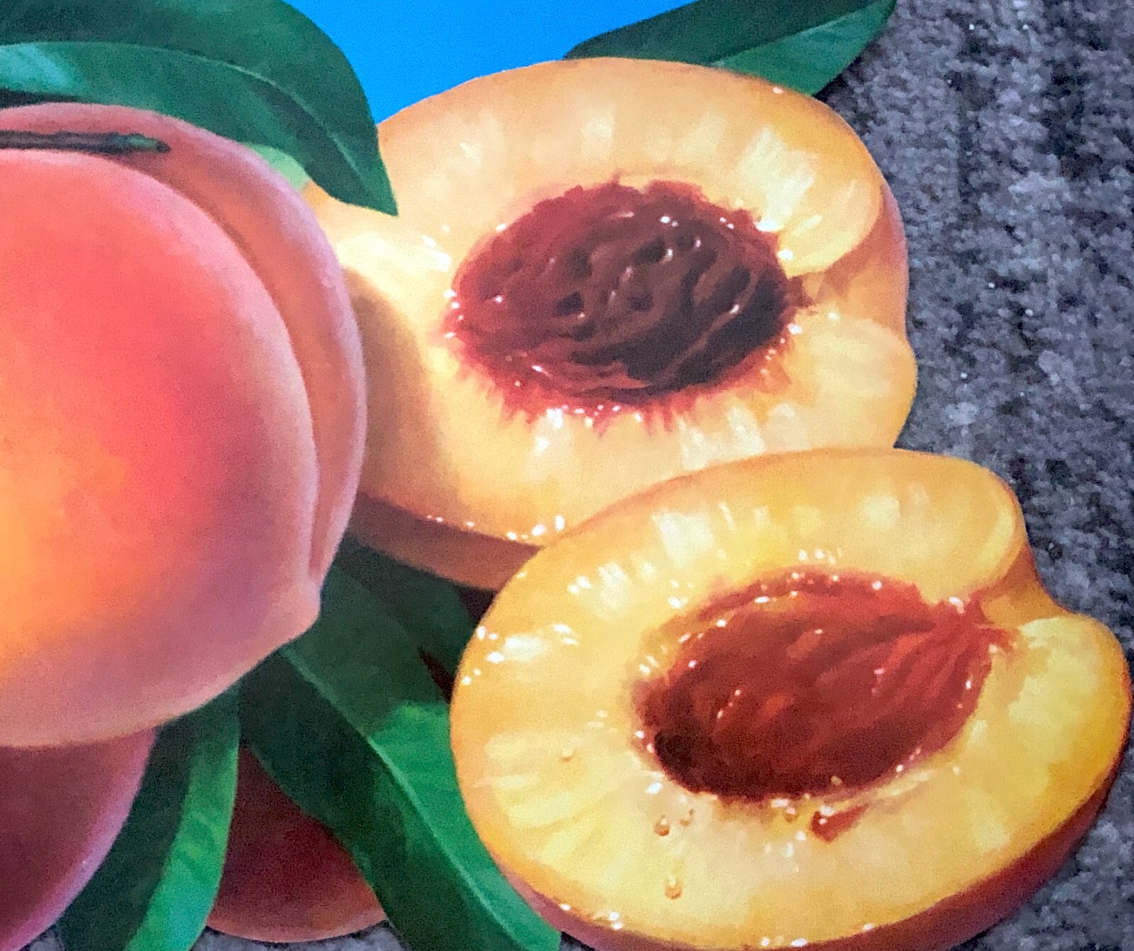 Vintage 1950s Peach Fruit Sign | Original Paper Grocery Store Poster NOS Old