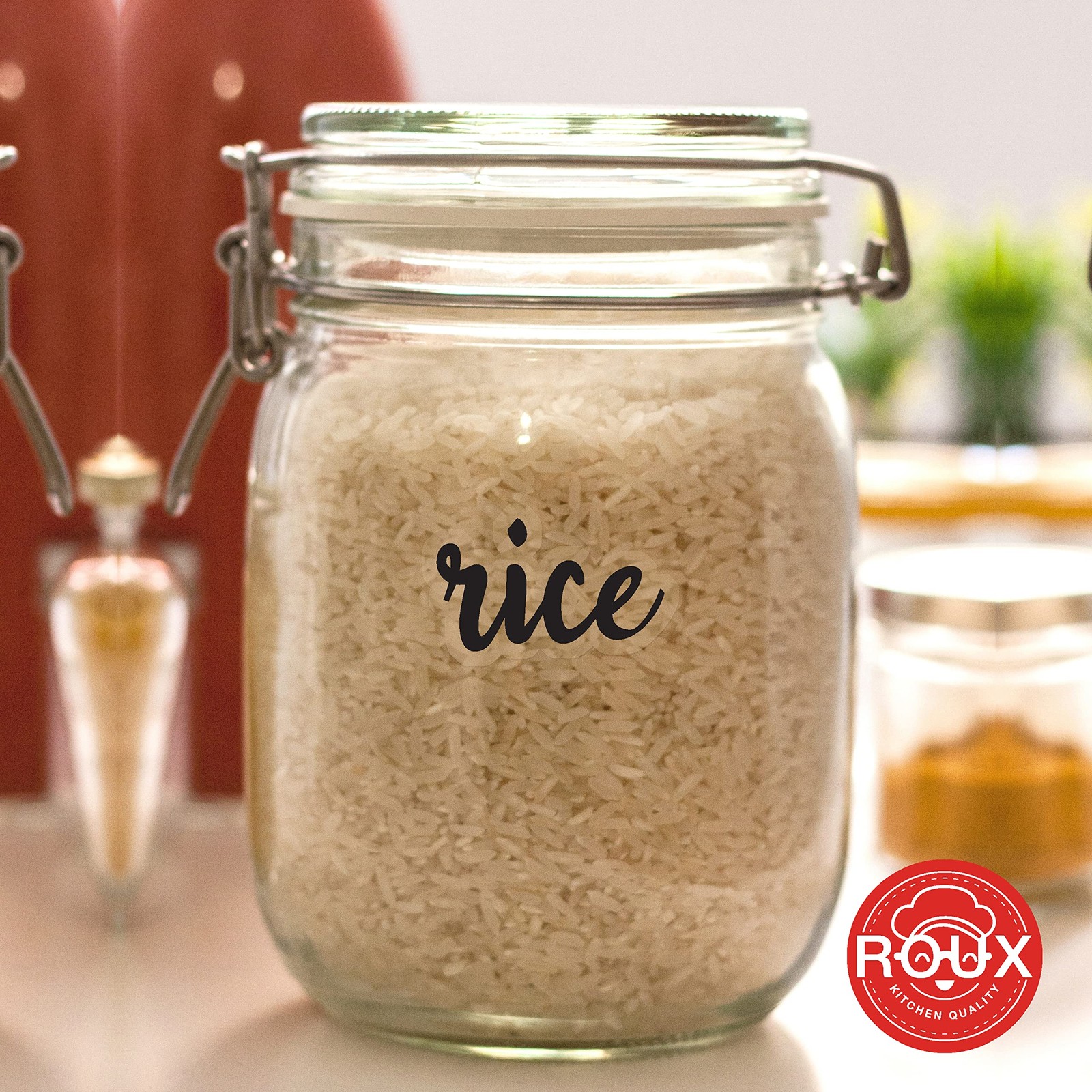 Kitchen Pantry Labels for Food Storage Containers, Set of large, Multicolor