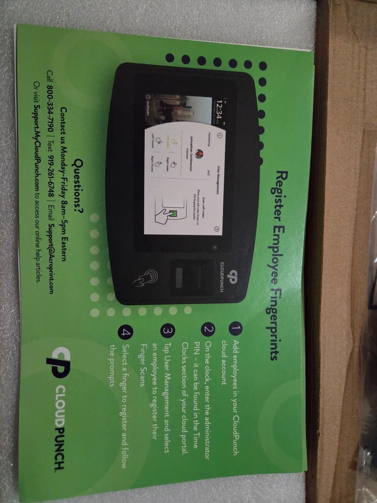 Acroprint CloudPunch CP200 Cloud-Connected Touchscreen Time Clock NEW