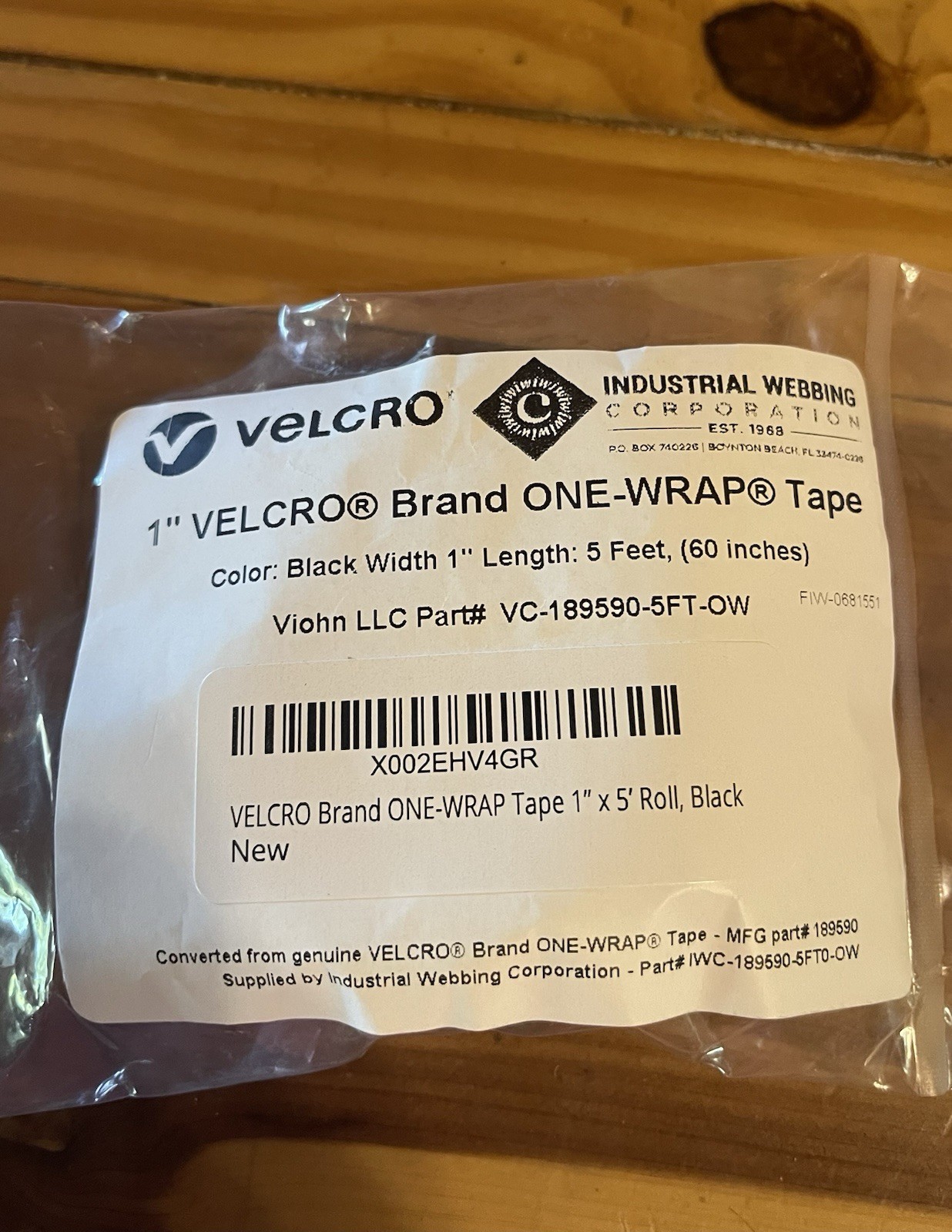 2 pkgs for $16 VELCRO Brand ONE-WRAP Hook & Loop DBL Sided Tape 1 x 5ft Black