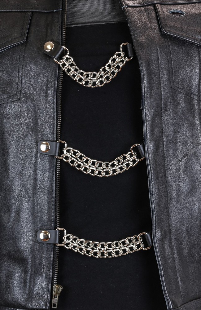 Double Chain Vest Extender Extension Bracelet MC Bikers Jacket Motorcycle - 3 Pc