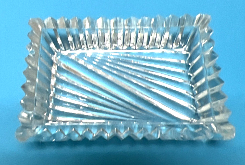 Vintage Very Deco Sharp Cut Rectangle Sharp Pointed Open Glass Salt Dip 2.5