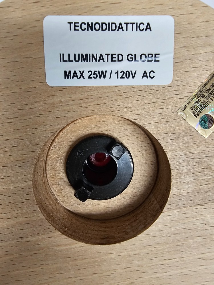 Illuminated Tabletop Globe with Color-Coded Topography and Sturdy Wooden Base