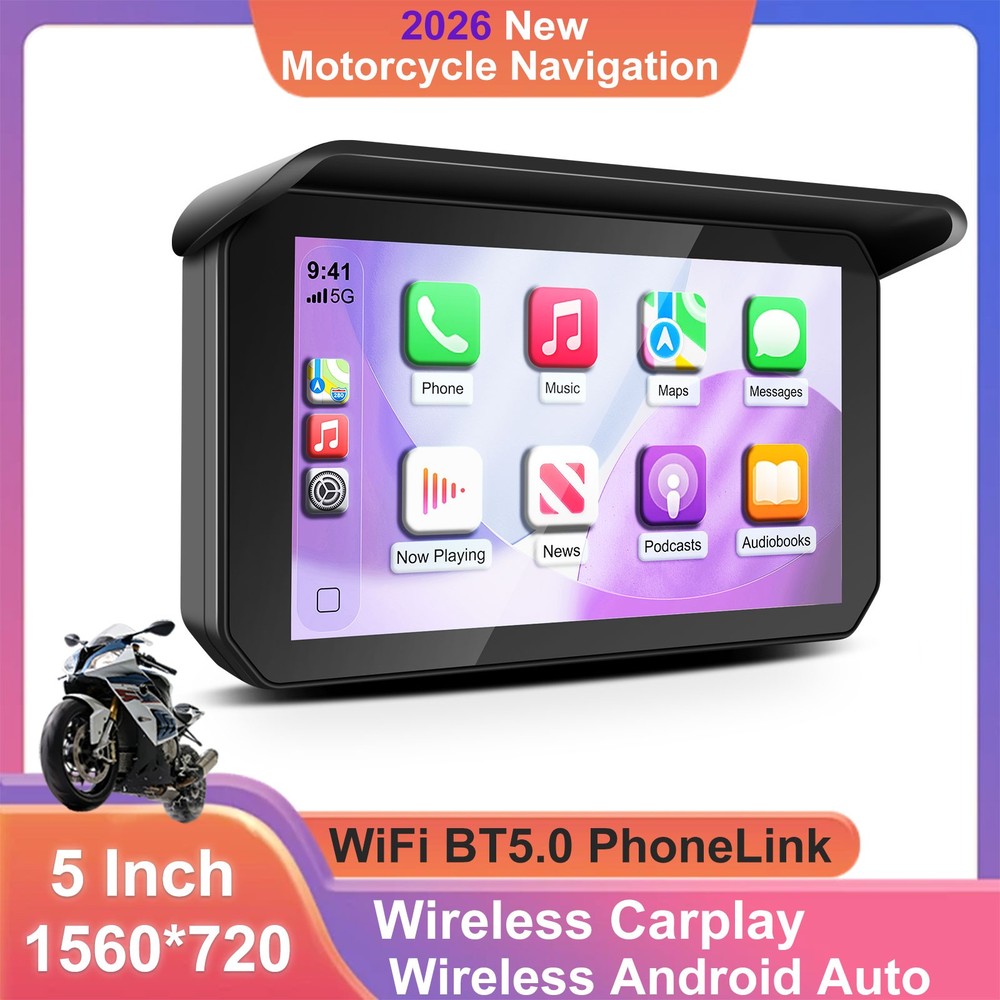 Motorcycle Wireless CarPlay GPS Navigation Touch Screen Bluetooth Riding Safety