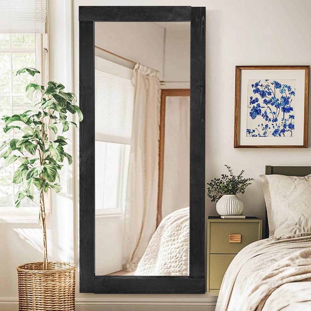 Full Length Mirror 71"x32" – Solid Wood Frame, HD Tempered Glass, Wall Mounte...