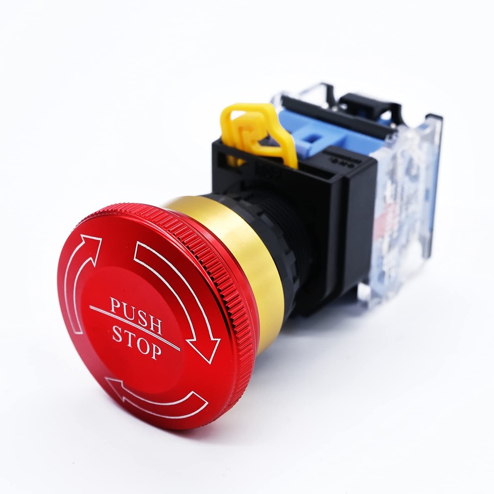 mxuteuk 22mm Metal Latching Emergency Stop Push Button Switch e Stop Button E...
