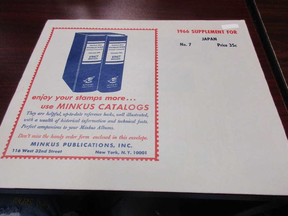 "MINKUS" ALBUM PAGES 1966  SUPPLEMENT  JAPAN  W/FREE SHP.