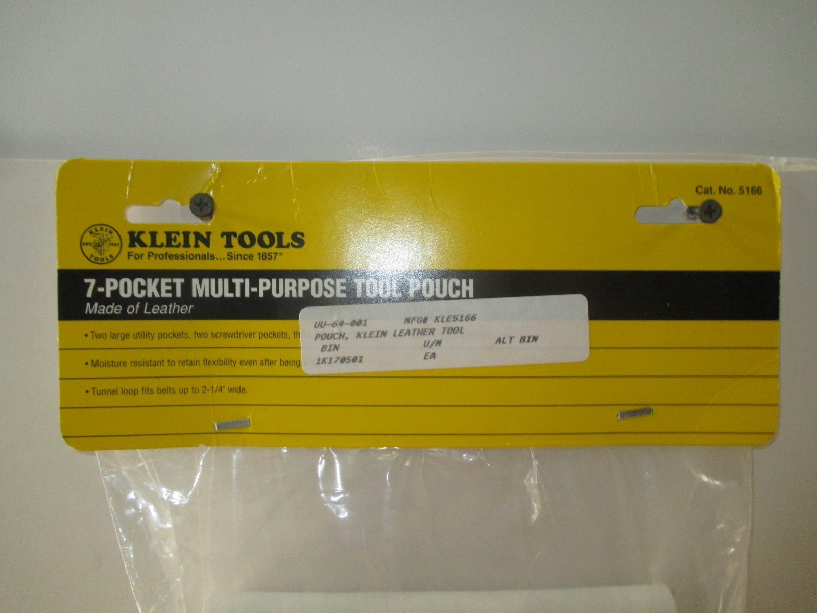 KLEIN TOOLS 5166~7-POCKET - WHITE LEATHER TOOL POUCH~CHICAGO,ILLS. USA~BRAND NEW