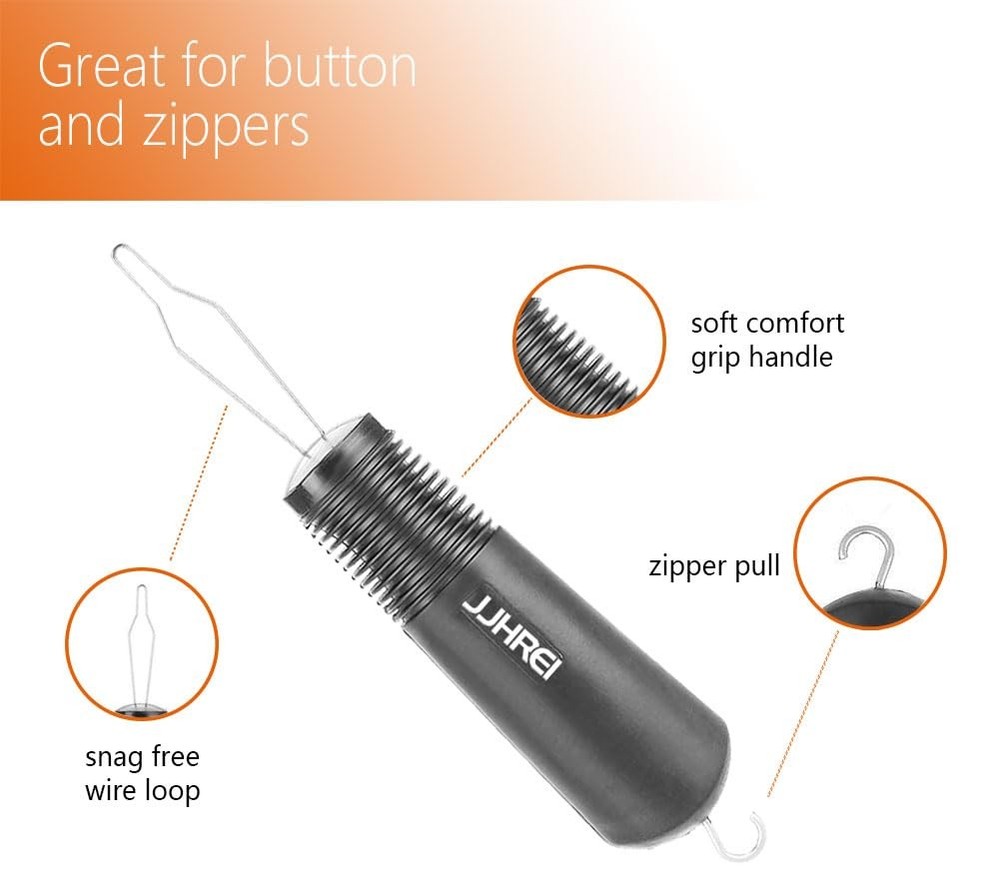 2 Pack Button Hook and Zipper Pull Helper | Non-Slip Grip for Arthritis Aid