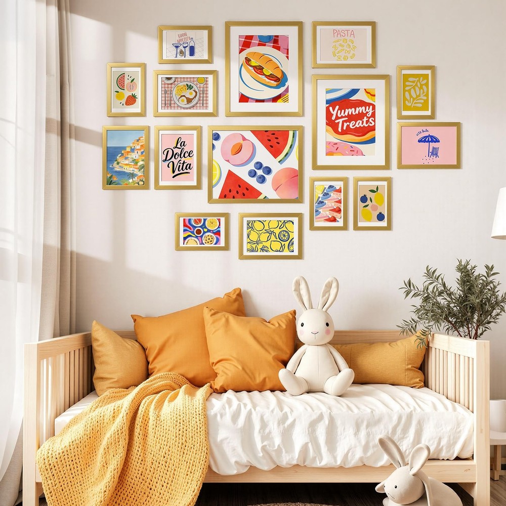 15 Pack Gold Picture Frames Collage Wall Decor, Gallery Wall Frame Set for Mo...