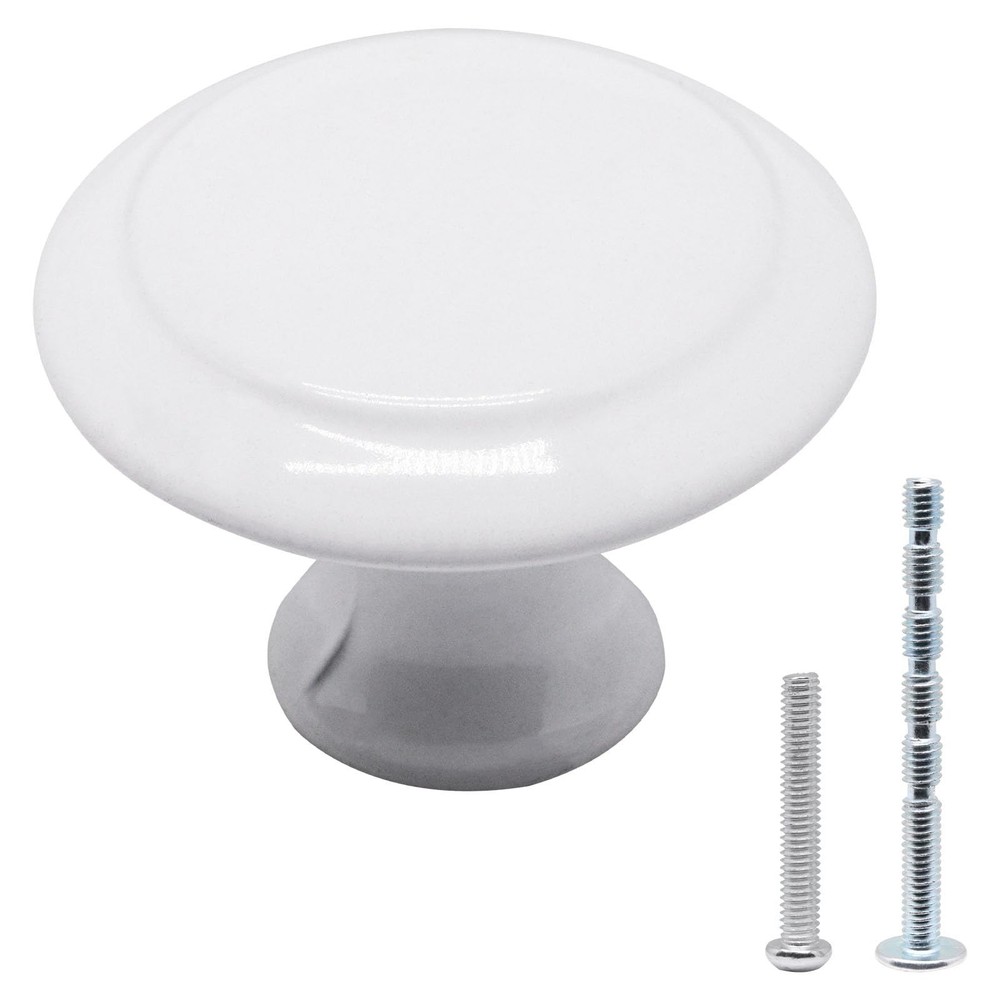 White Cabinet Knobs 25 Pack, Round Dresser Drawer Knobs 1.16 inch Drawer Pull...