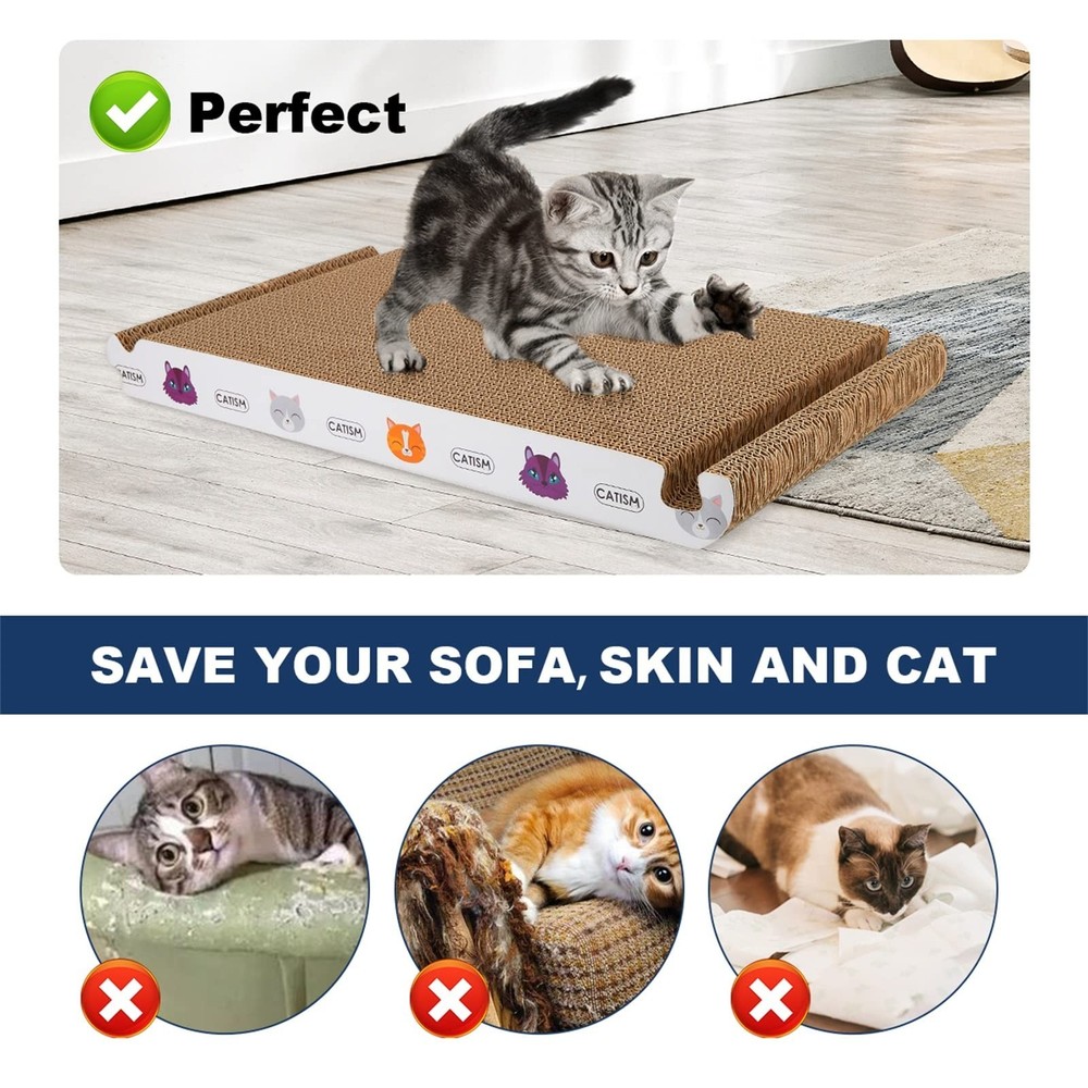 CATISM Cat Scratcher Cat Scratching Board - Foldable - Triangle, 6 Usable Sid...