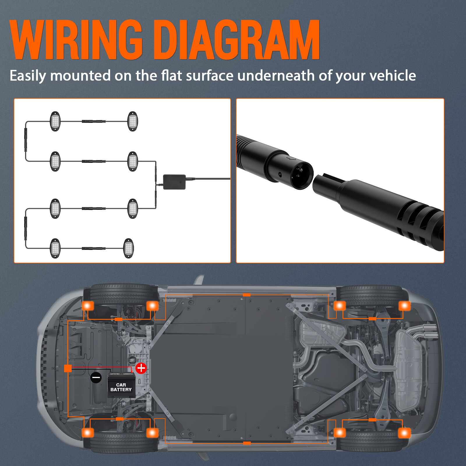 12 Pods RGB LED Rock Lights, 3 Control Way Bluetooth Remote & Fob Underbody Lamp