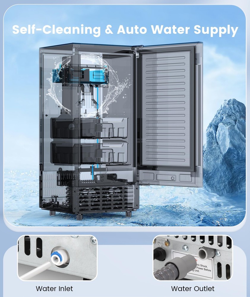 Electactic Nugget Ice Maker Machine, Under Counter Ice Machine, Steel Built-in-m
