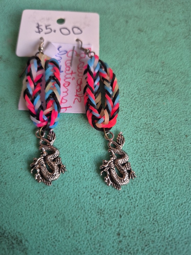 Rainbow Loom Dragon Earrings