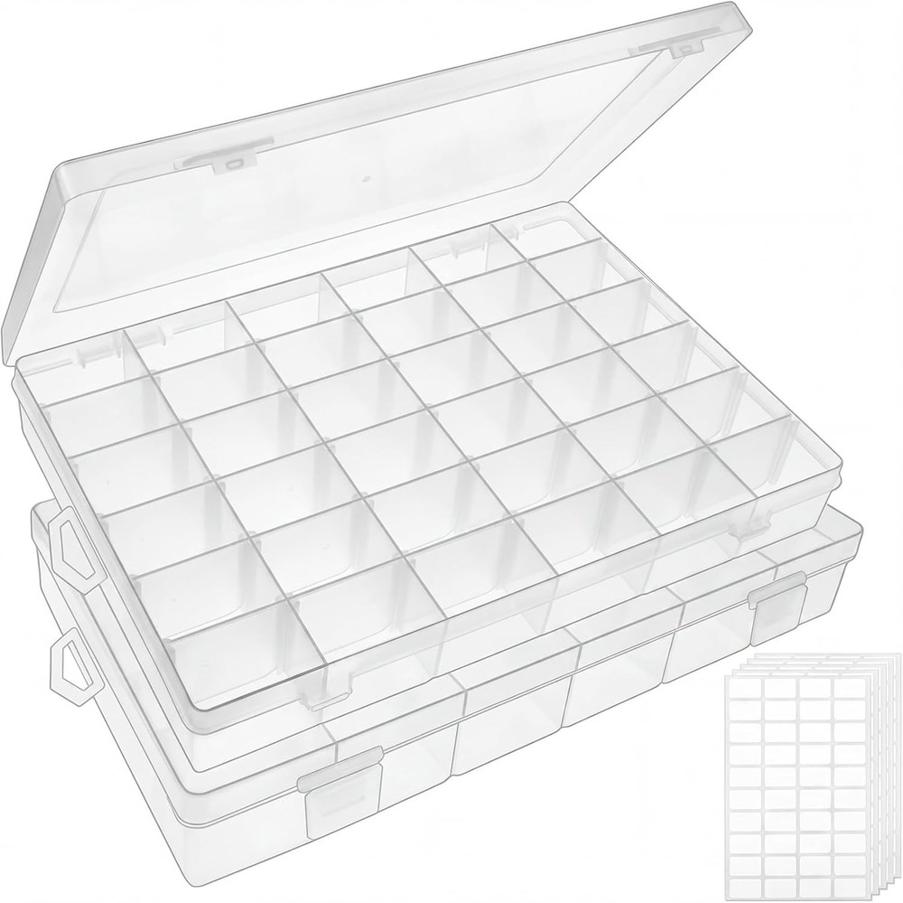 Versatile 2 Pack Clear Organizer Boxes - Perfect for Beads & Small Accessories