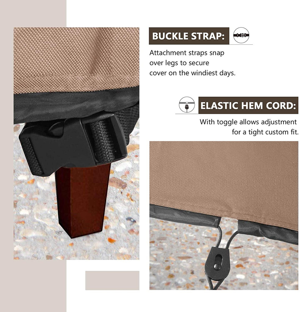 Patio Deck Box Storage Bench Cover - Waterproof Outdoor Rectangular Fire Pit Tab