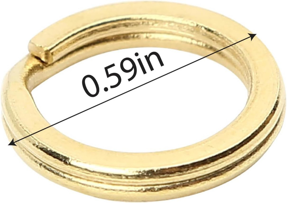 20PCS Brass Flat Split Key Rings, 15Mm (0.59") Diameter, Solid Brass Keyrings fo