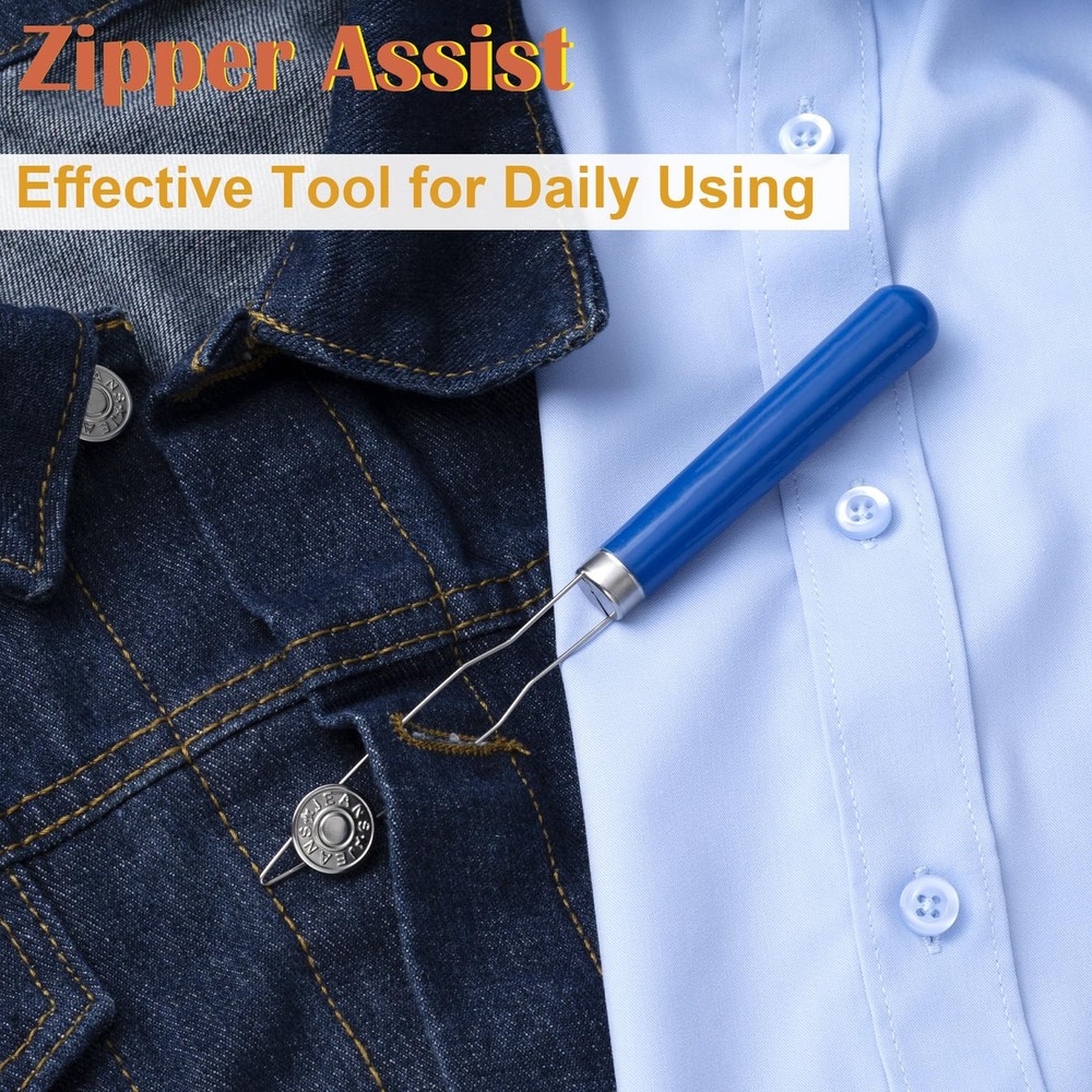 Steel Button Helper Tool for Elderly, Wide Plastic Handle Buttons Fastener Tool