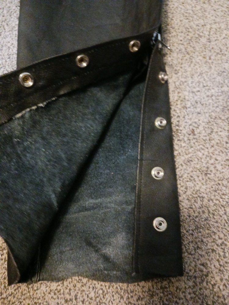 Vintage Interstate Leather Chaps Biker Motorcycle Unisex Black Medium