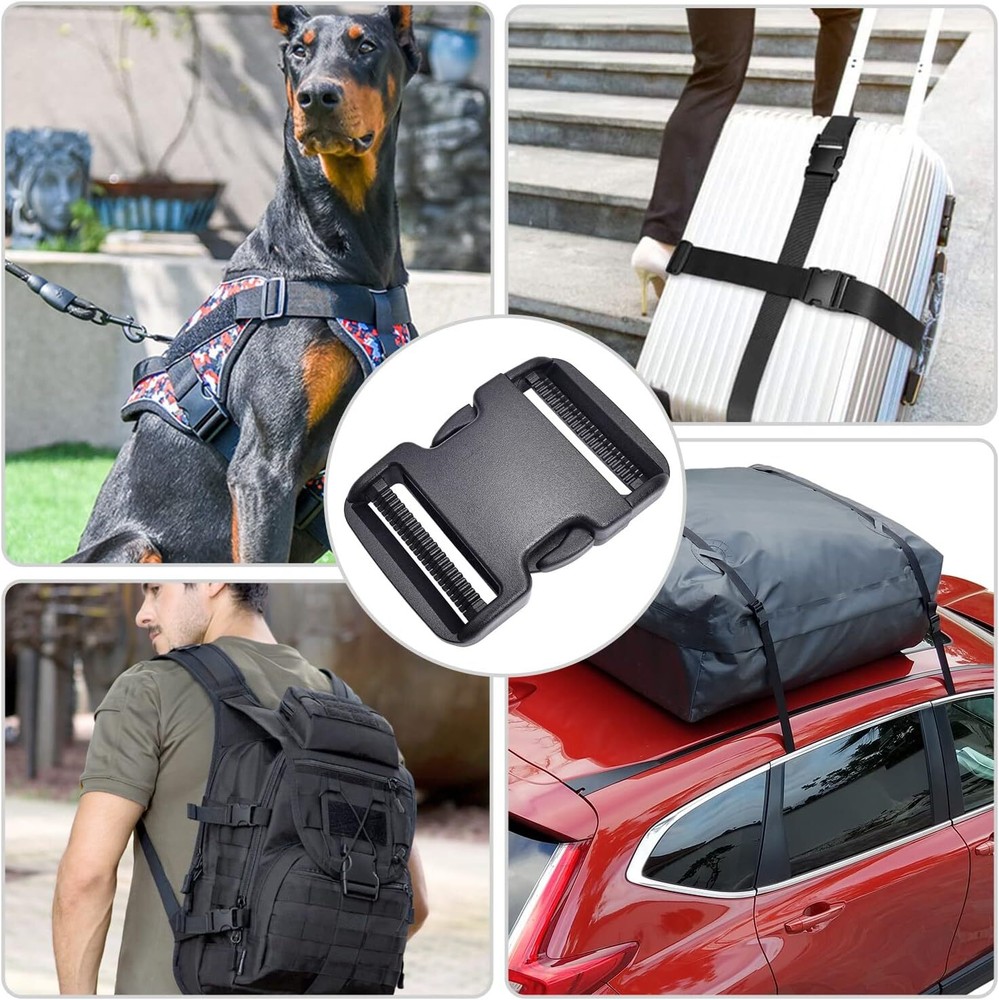 5 Pack 2 Inch Quick Side Release Plastic Buckle Clips Snaps Military Dual Adj...