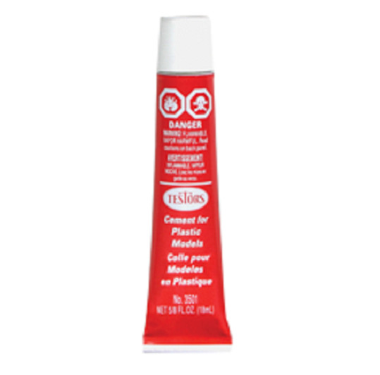 TESTORS MODEL CEMENT FOR PLASTICS 5/8oz glue model polystrene ABS TES3501 NEW