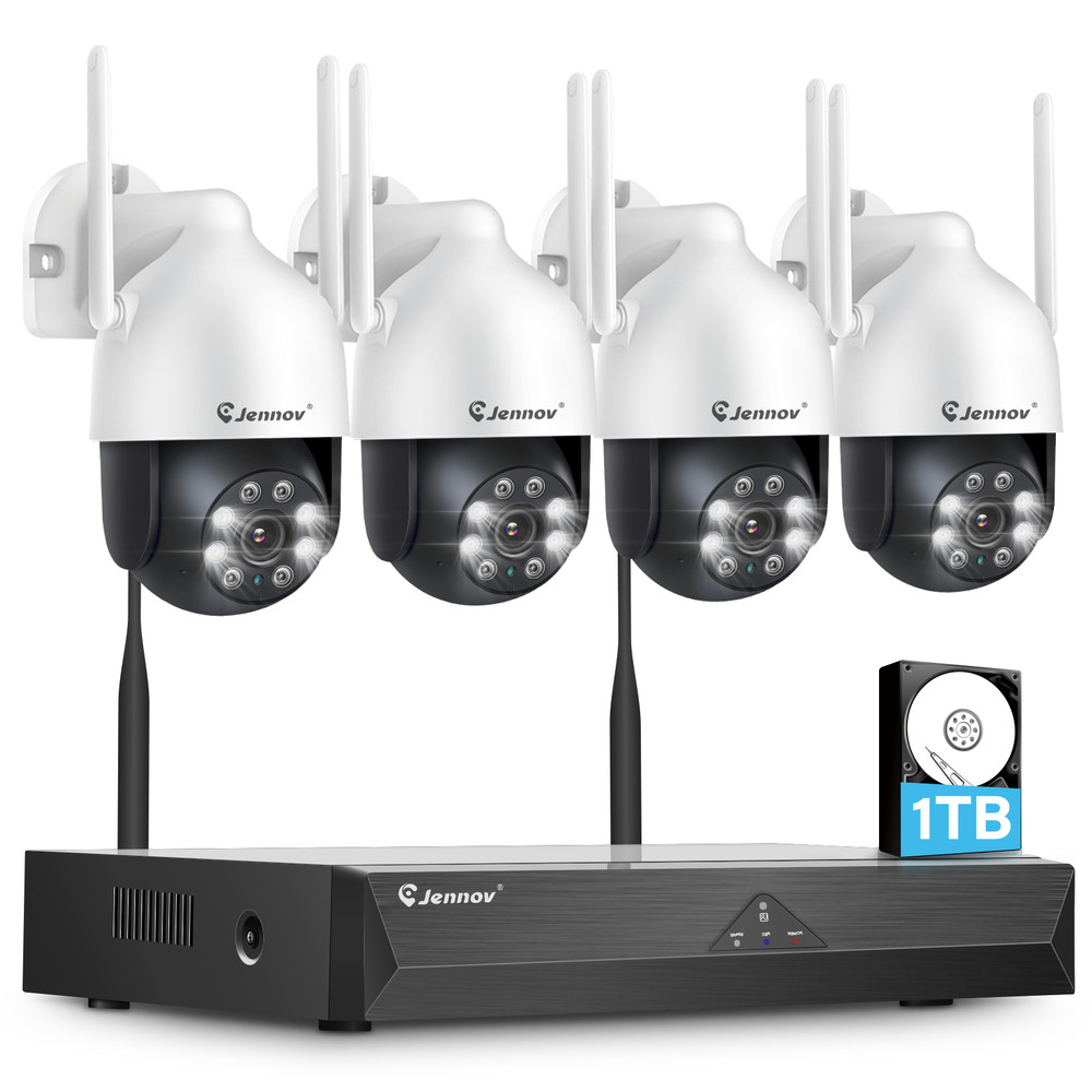 JENNOV Security Camera System 360°View Outdoor Camera Human Detection 10CH NVR