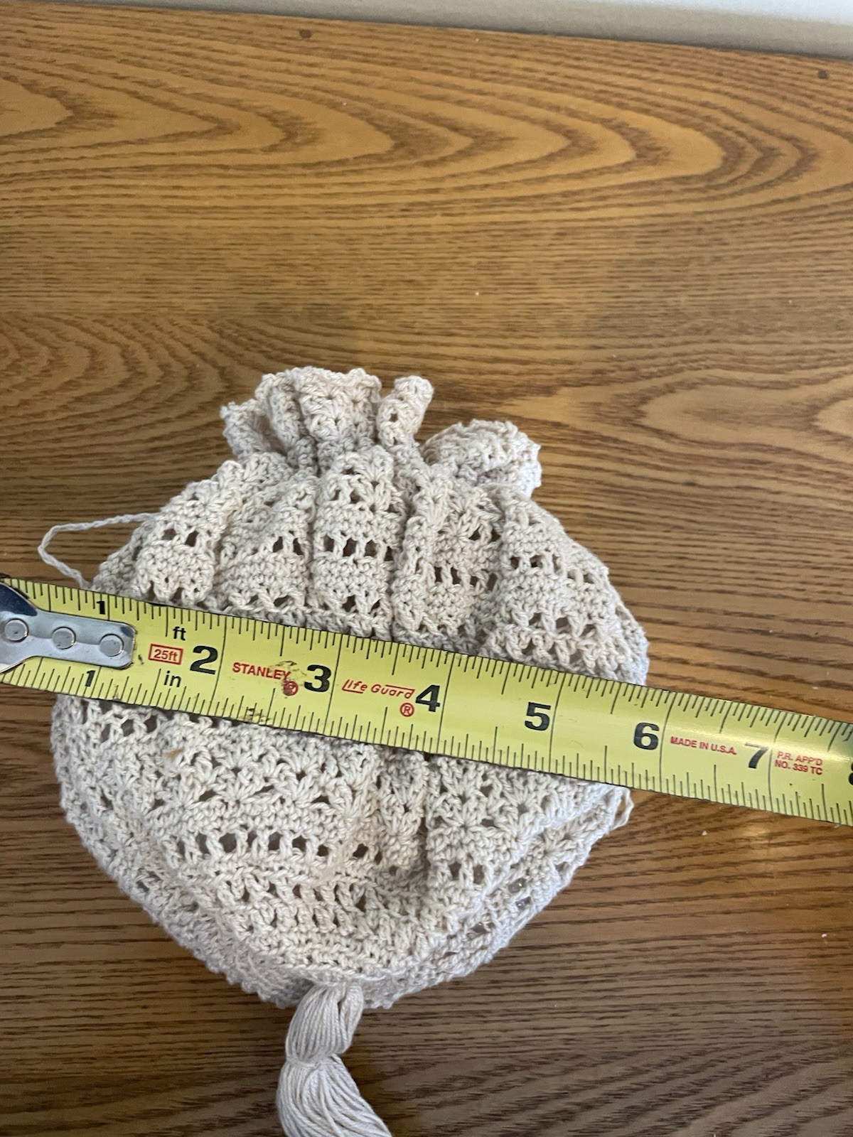 Vintage Handmade Crocheted Victorian 1800’s Reproduction Drawstring Purse Ecru