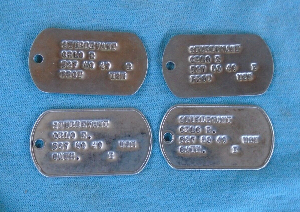 US Navy dog tags, same sailor, lot of four