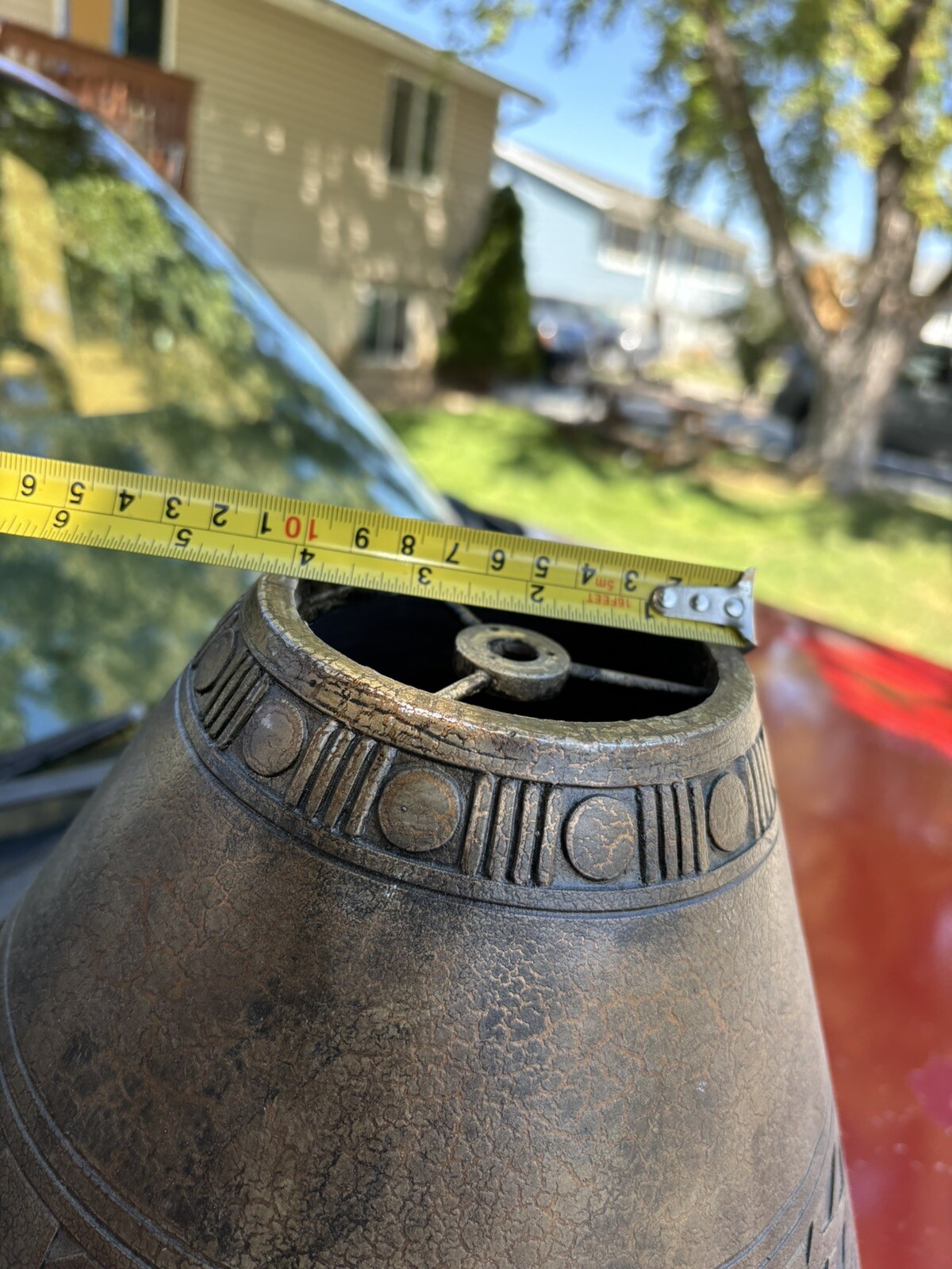 Rare UNIQUE Vintage Ceramic Clay ceramic Lamp Shade Heavy Brown Pottery Tribal
