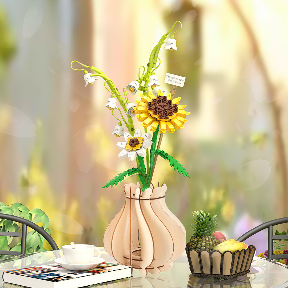 Vase for Lego Flowers Wooden Flower Vase for Lego Flower Bouquet Building Set