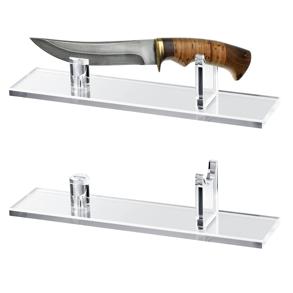 2-Piece Knife Display Stand - Fixed Blade Holder for Collection, Rustic Home Dec