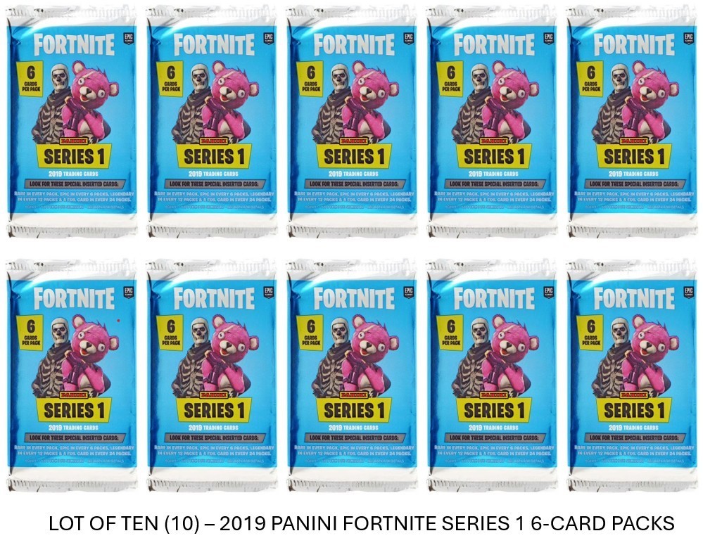 LOT OF TEN (10) - 2019 Panini Fortnite Series 1 6-Card Sealed Blaster Box Packs