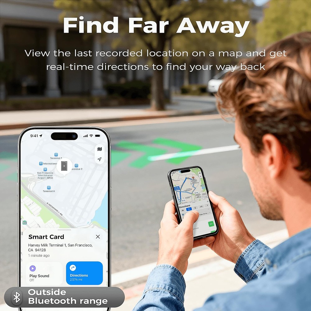 2 Pack 2026 Wallet Tracker Card iOS Bluetooth Waterproof Slim Rechargeable Smart