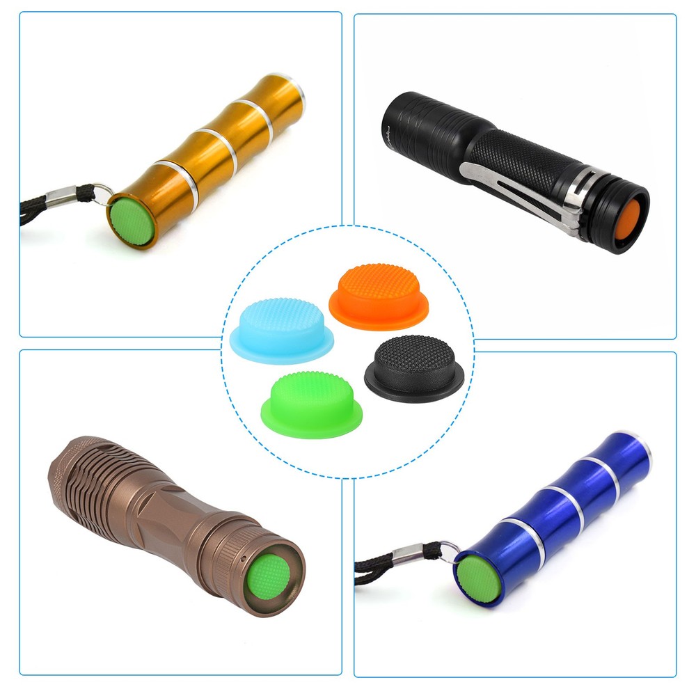 0.49" LED Flashlight Switch Cap, 4 Pcs Silicone Soft Boot Cover, Black