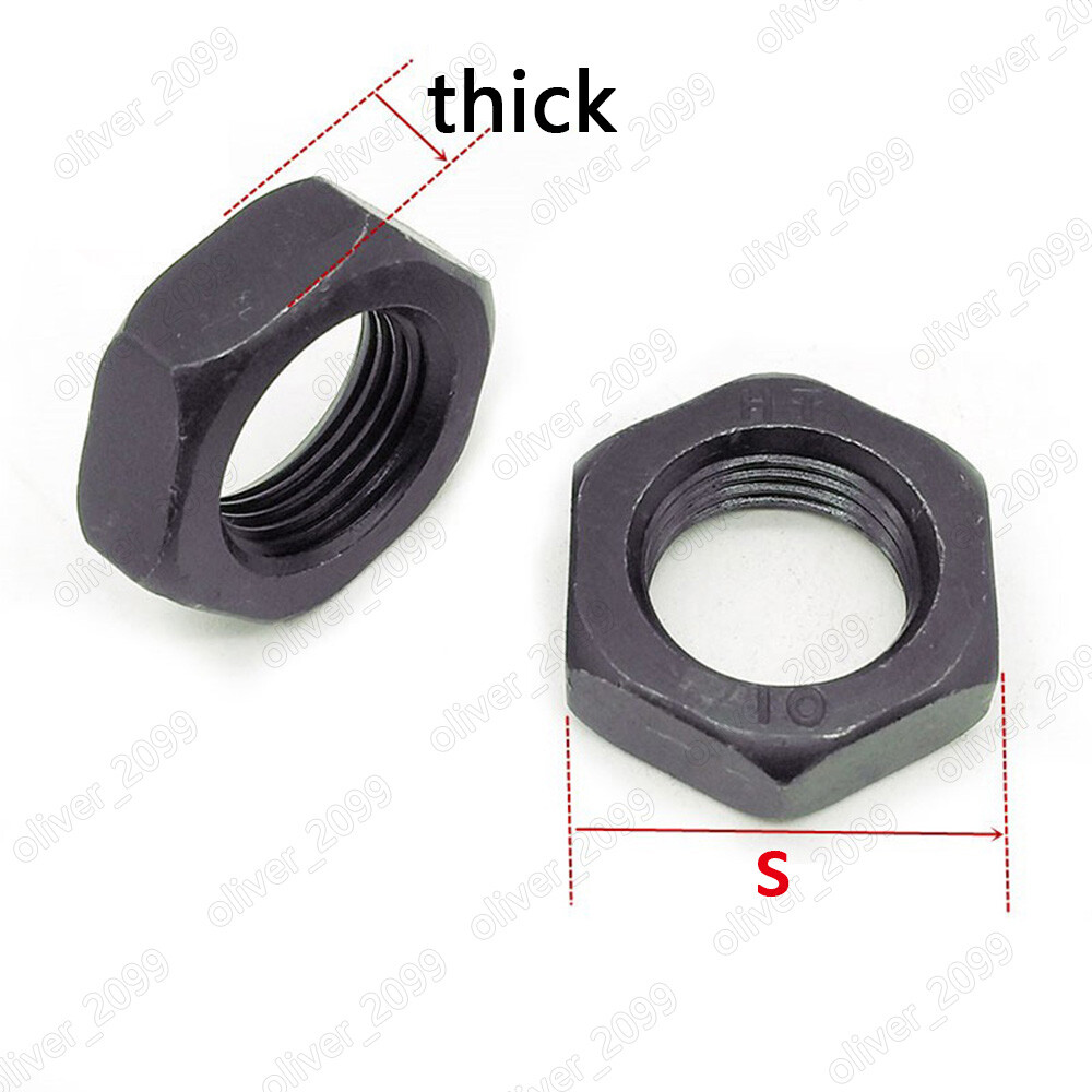 Black 10.9 Steel Left Hand Thread Thin Hex Nuts M8-M42